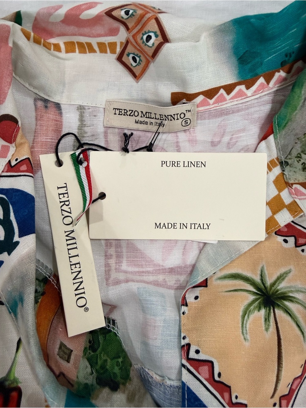 NWT Terzo Millennio Linen/Cotton Resort Kaftan Patchwork Dress Size Small Italy - Picture 11 of 12
